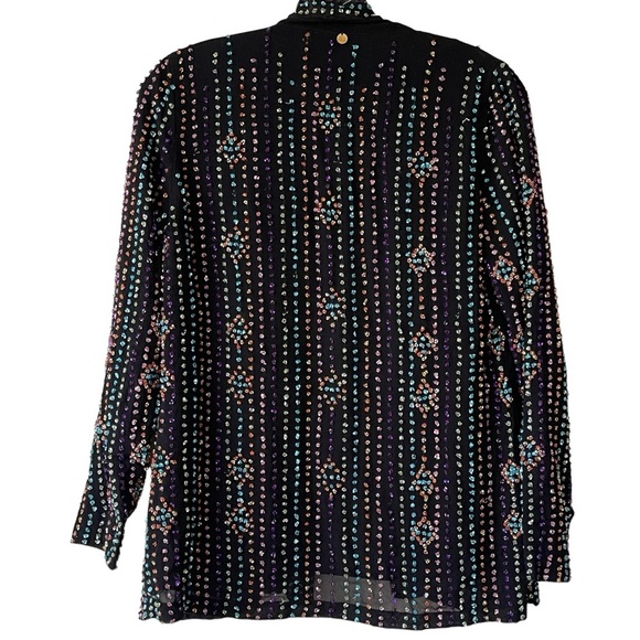 ANTIK BATIK open sequence texture black blazer jacket - Picture 2 of 9